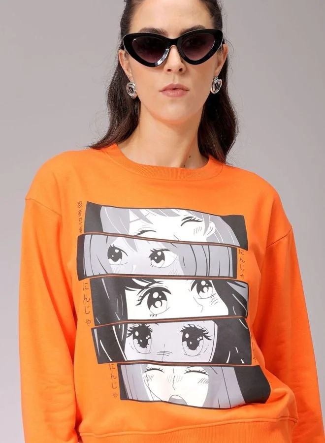 Freehand  Women Relaxed Fit Typography Printed Hooded Neck Long Sleeve Hooded Sweatshirt  | Best Price UAE