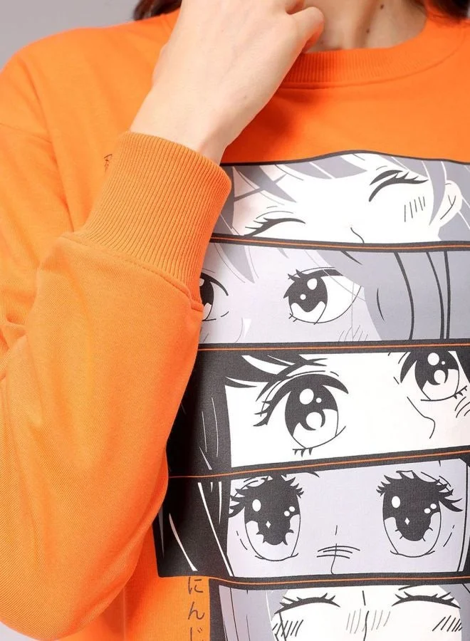 Freehand  Women Relaxed Fit Typography Printed Hooded Neck Long Sleeve Hooded Sweatshirt  | Best Price UAE