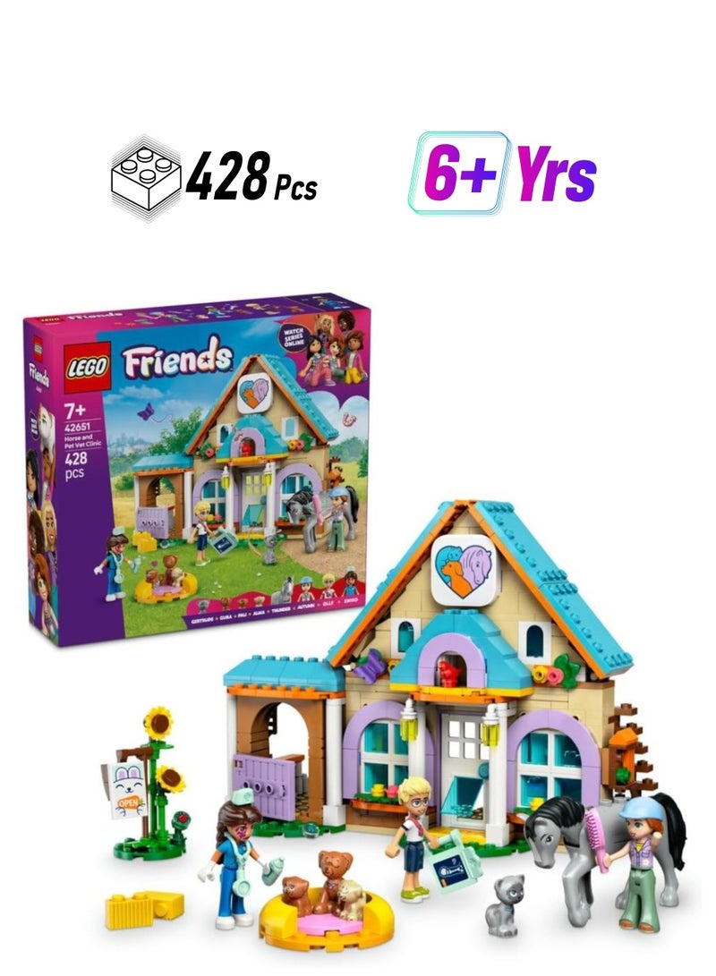 LEGO Friends Horse And Pet Vet Clinic Building Toy Set 42651 - Image 1