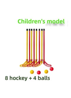 Children's Hockey Stick Suit Toy Kindergarten Sports Catch Stick Indoor Outdoor Games Interactive Games-Colour:Children's Version 8 Hockey Sticks + 4 Balls