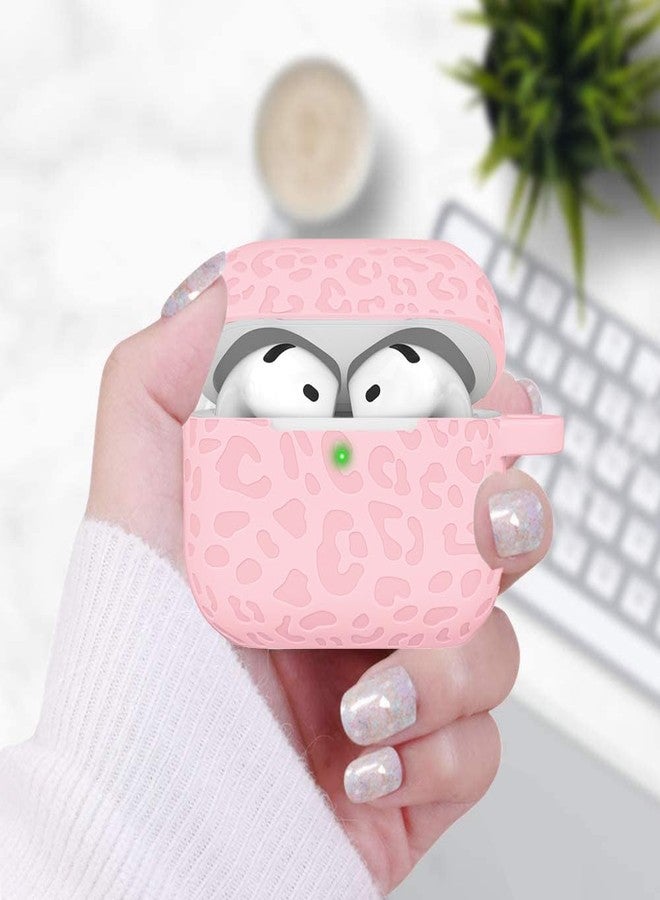 جراب Gawnock بنقشة جلد النمر متوافق مع AirPods الجيل الرابع، مزود بسلسلة مفاتيح، غطاء ناعم لحماية كاملة، مؤشر LED أمامي مرئي، لون وردي - Image 3