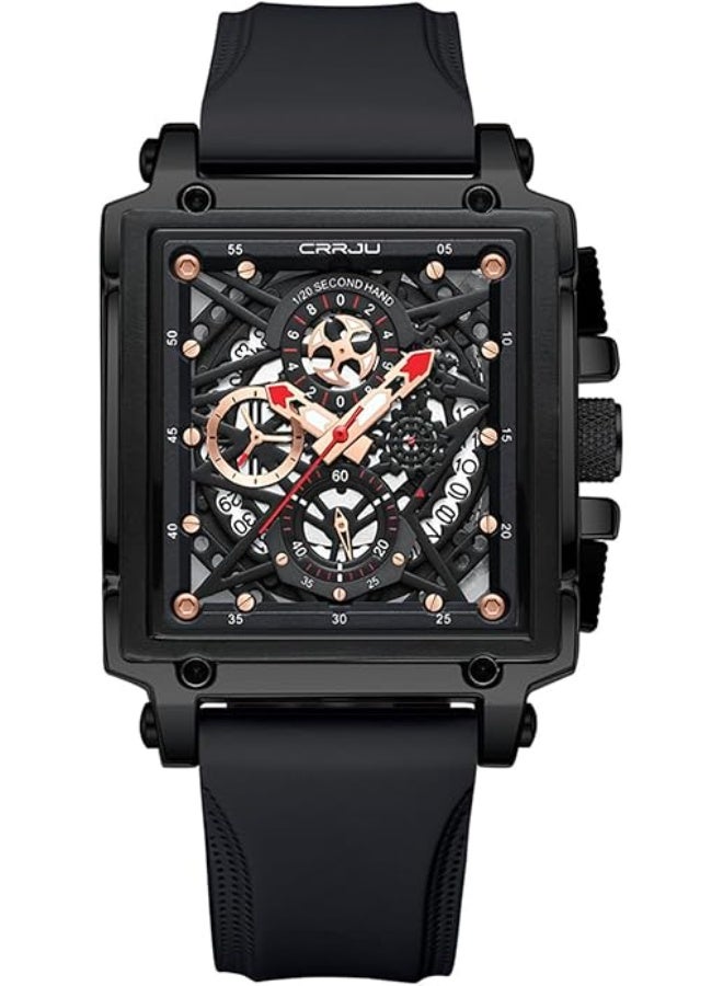 Fashion Men's Wrist Watch,Luxury Chronograph Waterproof Date Dress Watch for Men with Silicone Rubber Strap - Image 1