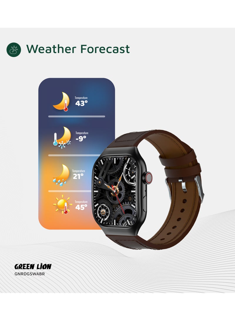 GREEN LION Smart Watch Ridge with Working Time 5 Days & Waterproof IP65 Always On Display / Bluetooth Calls / Magnetic Charging / Exercise Records / Watches Compatible With Android iOS / Music Player - Black & Brown - Image 3