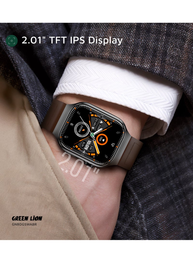 GREEN LION Smart Watch Ridge with Working Time 5 Days & Waterproof IP65 Always On Display / Bluetooth Calls / Magnetic Charging / Exercise Records / Watches Compatible With Android iOS / Music Player - Black & Brown - Image 5