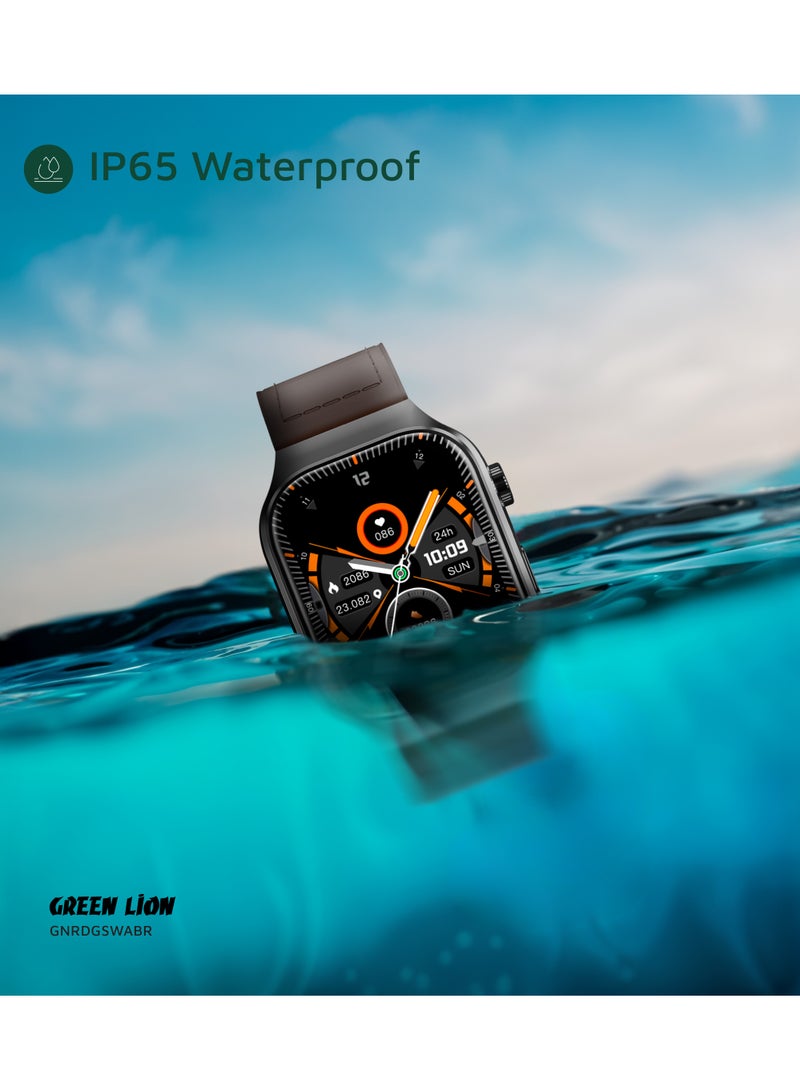 GREEN LION Smart Watch Ridge with Working Time 5 Days & Waterproof IP65 Always On Display / Bluetooth Calls / Magnetic Charging / Exercise Records / Watches Compatible With Android iOS / Music Player - Black & Brown - Image 4