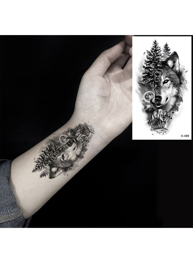 جلامكيت 24 وشم مؤقت مقاوم للماء بتصاميم هندسية، فراشة، حب، نبض القلب، مرساة، نصوص، خطوط، أزهار، حيوانات، مناسب للأطفال والبالغين والرجال والنساء - أسود - Image 4