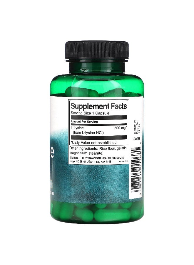 Swanson, L-Lysine, 500 mg, 100 Capsules - Image 2