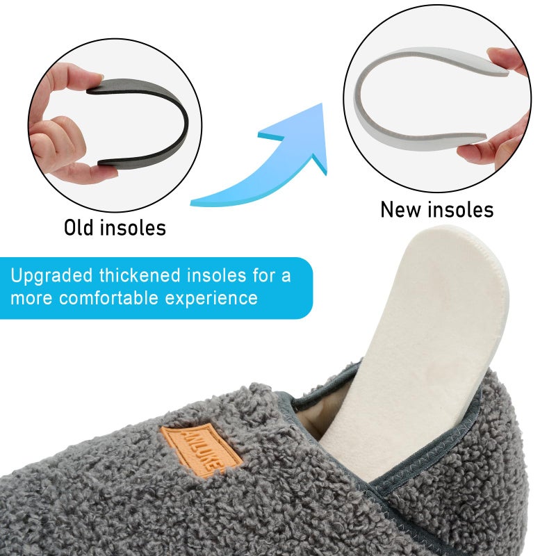 ANLUKE Slipper for Women Men Slipper Socks Fuzzy House Shoes Rubber Sole Slip On Soft-Lightweight Non Slip Indoor/Outdoor Dark Grey - Image 5