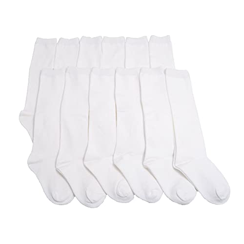 Angelina Girls Classic Uniform Knee-High School Socks (12-Pack), #3102_WhiteM - Image 1