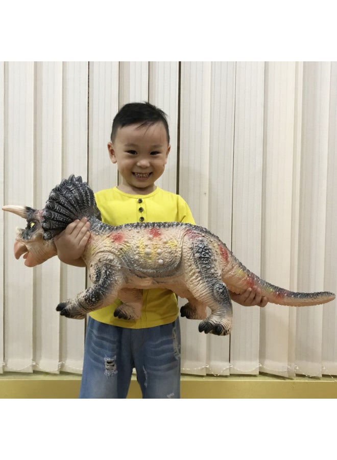 Children's Toy Simulation Dinosaur Toy Soft Glue Doll Animal Model Set Gift Stall On Behalf Of Zong-Color:(Early Education 498 Content) Large Yellow Three-headed Magic Dragon - Image 4