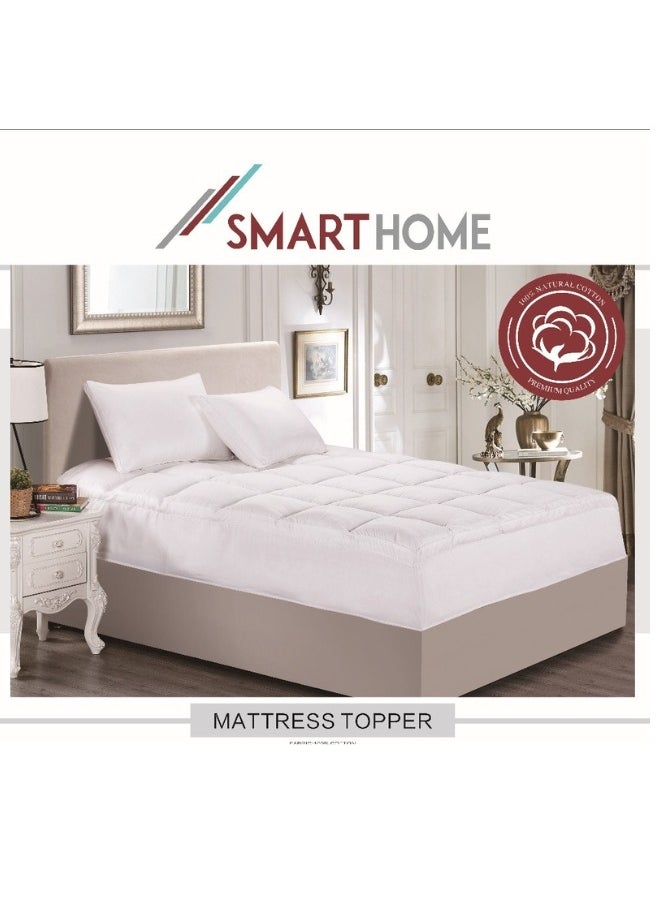 SMART HOME Luxury Mattress Cover Hotel Mattress Pad 8cm Height Size 200x200cm Made Of 100% Super Soft Cotton  - Image 1