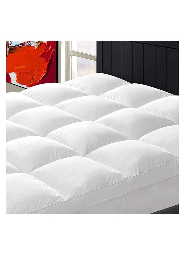 SMART HOME Luxury Mattress Cover Hotel Mattress Pad 8cm Height Size 200x200cm Made Of 100% Super Soft Cotton  - Image 4