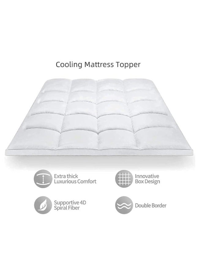 SMART HOME Luxury Mattress Cover Hotel Mattress Pad 8cm Height Size 200x200cm Made Of 100% Super Soft Cotton  - Image 3