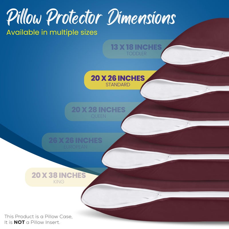 Utopia Bedding Utopia Bedding 4 Pack Waterproof Pillow Protectors with Zipper Standard Size (Burgundy)  Bed Bug and Dust Mite Proof Pillow case Covers  Moisture Wicking Pillow Encasements 20 x 26 Inches  - Image 2