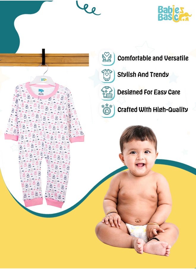 Babies Basic 100% Cotton Printed Long Sleeves Jumpsuit/Romper/Sleepsuit For Babies  - Image 3