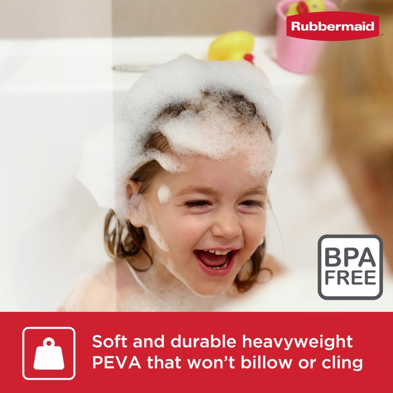 Rubbermaid Clear Shower Curtain Liner, Waterproof Heavyweight PEVA Shower Liner for Bathroom, with Magnets and Rustproof Charcoal Gray Grommets, 70x72, Standard Size, Clear - Image 2