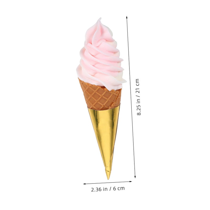 Realistic Artificial Ice Cream Cone Model Prop For Photography Home Decor Event Display Versatile Simulation Food Figure Retail Themed Decoration Beige - Image 2