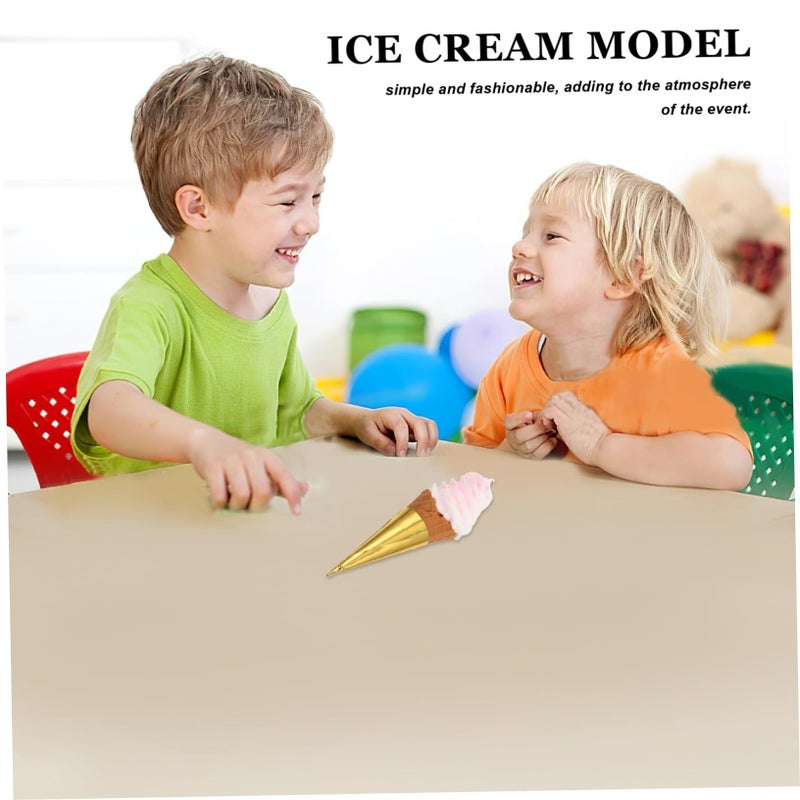 Realistic Artificial Ice Cream Cone Model Prop For Photography Home Decor Event Display Versatile Simulation Food Figure Retail Themed Decoration Beige - Image 5