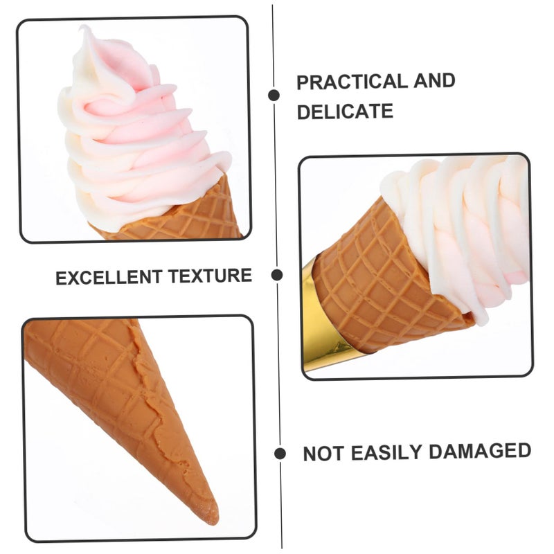 Realistic Artificial Ice Cream Cone Model Prop For Photography Home Decor Event Display Versatile Simulation Food Figure Retail Themed Decoration Beige - Image 3