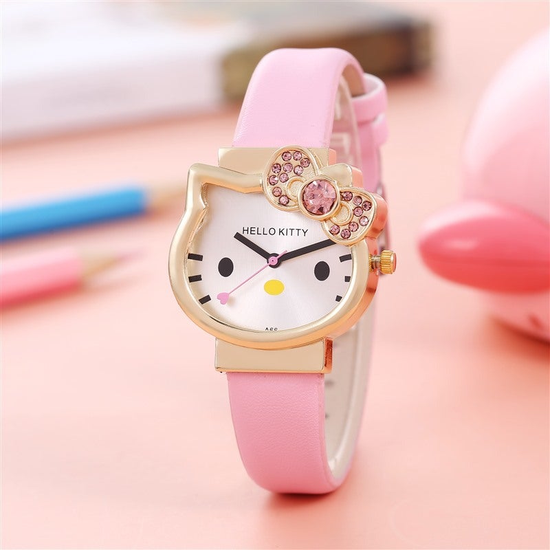 Hello Kitty Kids Watch and Bracelet Set Belt powder-gold shell
