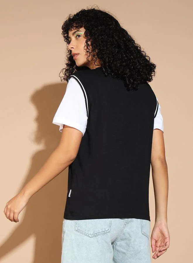 Take Two Women Black Graphic Print Boxy T-Shirt By The Dry State