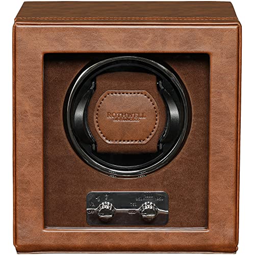 ROTHWELL Single Watch Winder for Automatic Watches with Quiet Motor with Multiple Speeds and Rotation Settings (Tan/Brown) - Image 1
