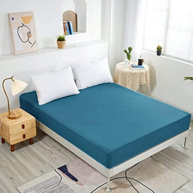 NHNHN Fitted Sheet-Deep Pockets-Soft Microfiber-Easy Care-Shrinkage and Fade Resistant-Fitted Sheets Twin Size for Girl Woman Teens Kids-Only 1 Fitted Sheet (Twin, Turquoise) - Image 1