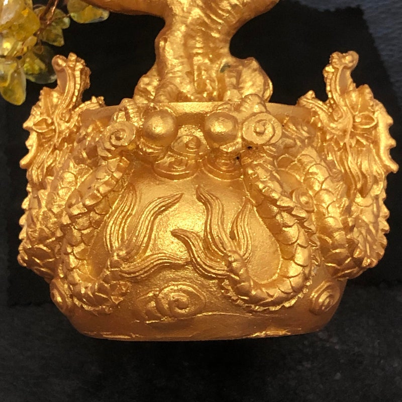 BAEKZ Crystal Bonsai Citrine Tree Money Tree Feng Shui Decorative Dragon Pot (Gold Color) - Image 5