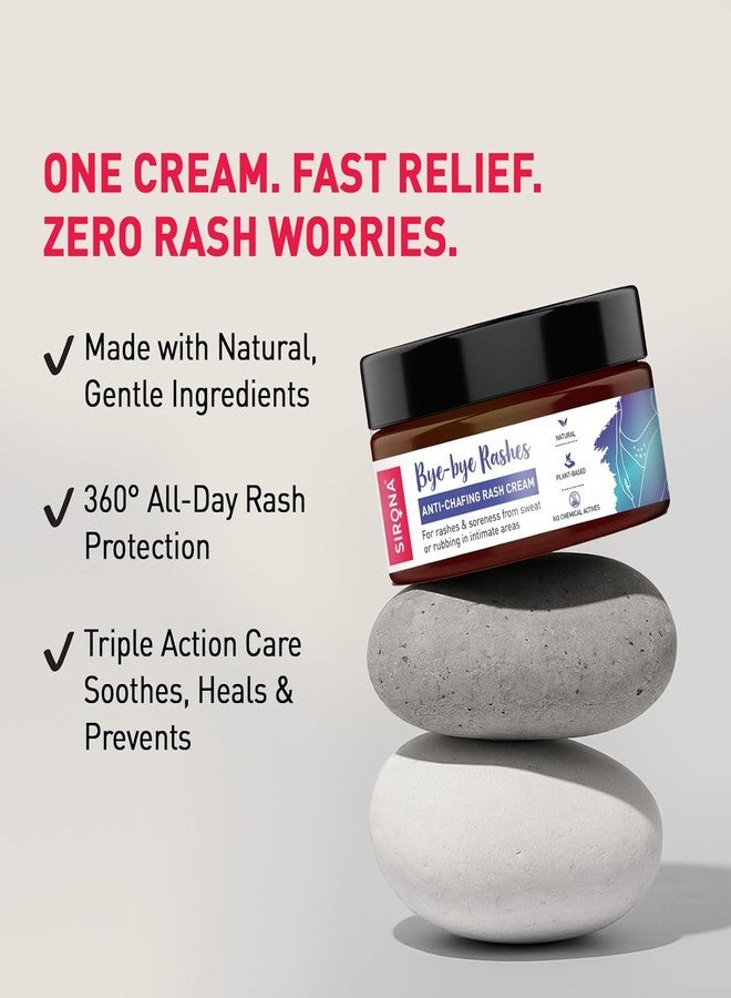 Sirona Natural Anti Chafing Rash Cream 25gm (Packo f 3) | Prevents Thigh Chafing, Sanitary Pad Rash & Skin Irritation | For Sports, Gym Workouts, Running, Cycling, Waxing, Heavy Thighs & Daily Friction Protection - Image 1