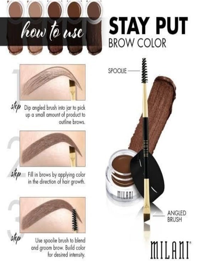 MILANI - Milani Stay Put Brow Color - Shade 06: Auburn - Long-Lasting Waterproof Eyebrow Pomade with Dual-Ended Applicator Brush - 2.6g - For Defined and Sculpted Brows - Image 1