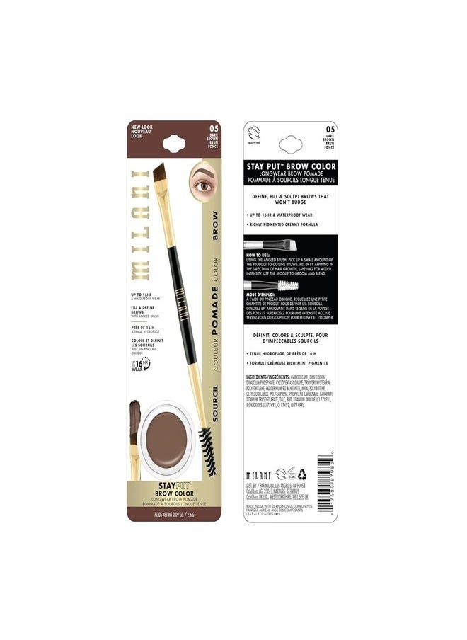 MILANI - Milani Stay Put Brow Color - Shade 06: Auburn - Long-Lasting Waterproof Eyebrow Pomade with Dual-Ended Applicator Brush - 2.6g - For Defined and Sculpted Brows - Image 1