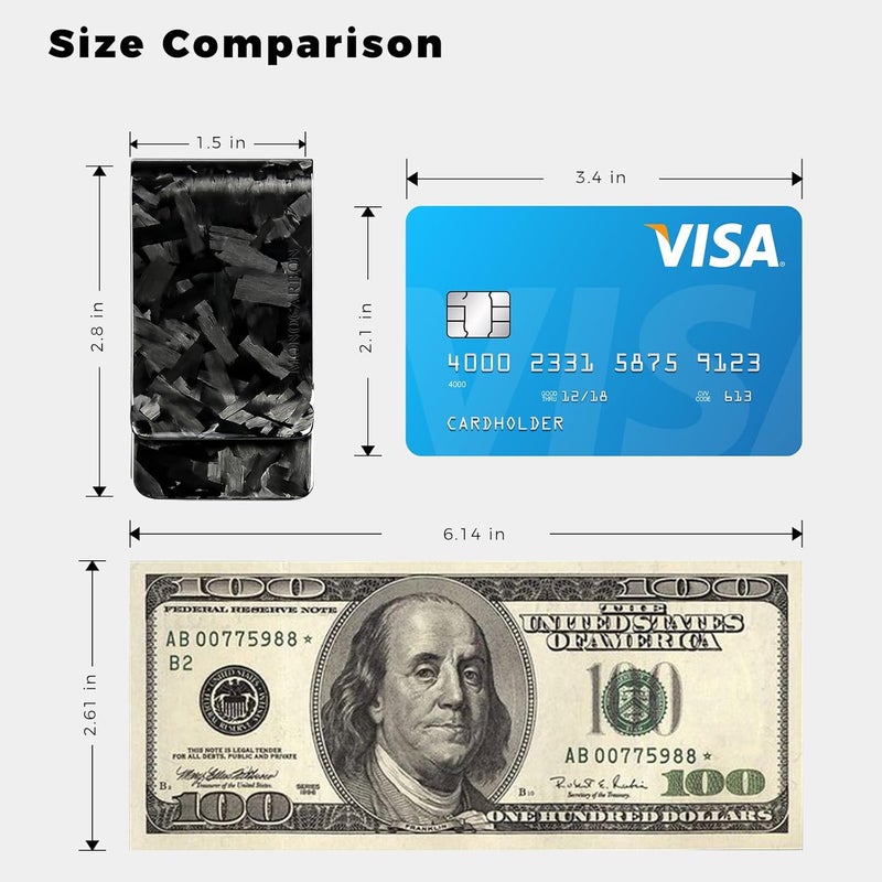 MONOCARBON Carbon-Fiber-Money-Clip-for-Men, Minimalist-Money-Holder for Cash, High Elastic Carbon-Fiber-Wallet, Slim and Durable - Image 2