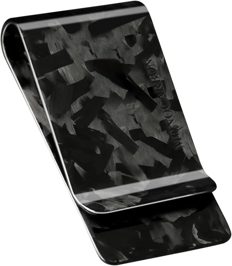 MONOCARBON Carbon-Fiber-Money-Clip-for-Men, Minimalist-Money-Holder for Cash, High Elastic Carbon-Fiber-Wallet, Slim and Durable - Image 1
