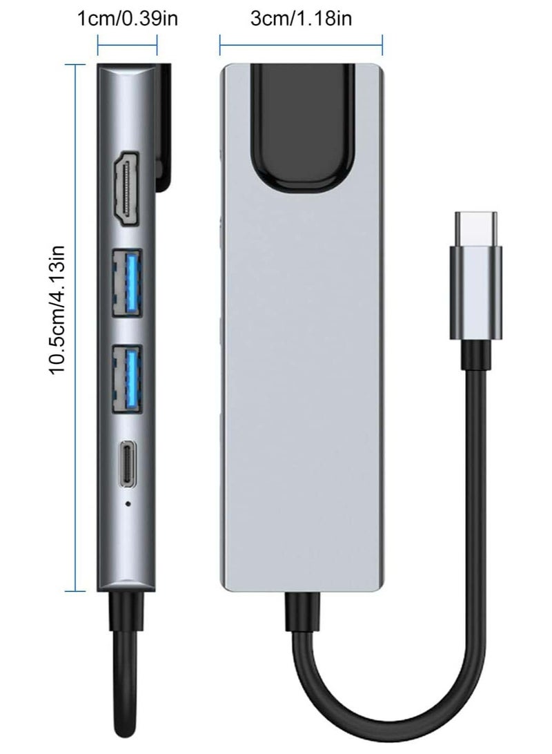 5 in 1 USB C Docking Station, Type C to HDMI Adapter, RJ45 Ethernet,Compatible with MacBook Pro/Air & Type C Devices,HDMI Hub with HDMI Ethernet Port, USB3.0/2.0 Port, PD Charging Compatible with MacBook Pro/Air, iPad Pro, iPhone 16/15, iMac, XPS - Image 3