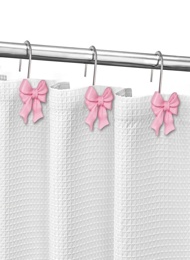 Sunlit Cute Bow Knot Shower Curtain Hooks, Home Decorative Shower Curtain Rings for Bathroom, Resin Shower Curtain Hangers Bathroom Accessories, Set of 12, Pink - Image 4