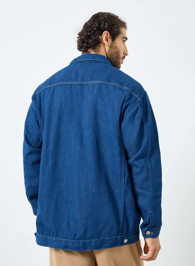 ستايلي جاكيت دنيم واسع مع جيوب