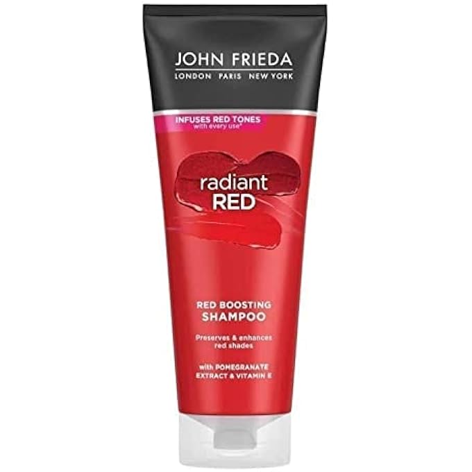 John Frieda RADIANT RED BOOSTING SHAMPOO 250 ML, SHAMPOO RED HAIR, COLOUR-BOOSTING AND DEPOSITING SHAMPOO REDHEADS
