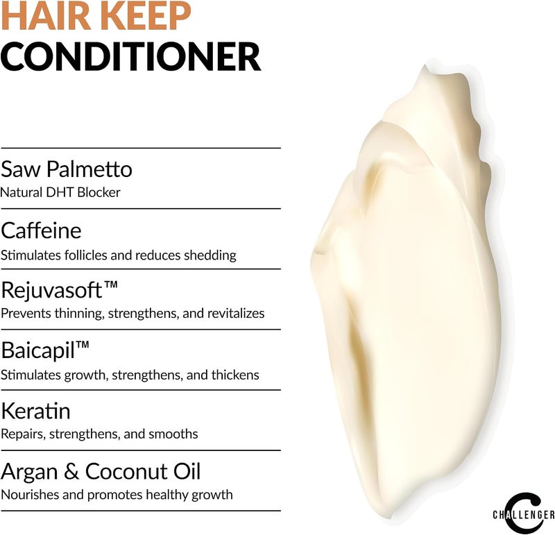 Challenger New Hair Keep Conditioner  DHT Blocking Hair Growth Conditioner  10OZ w/Baicapil Rejuvasoft HairSpa Caffeine Biotin Argan & Coconut Oils more - Image 3