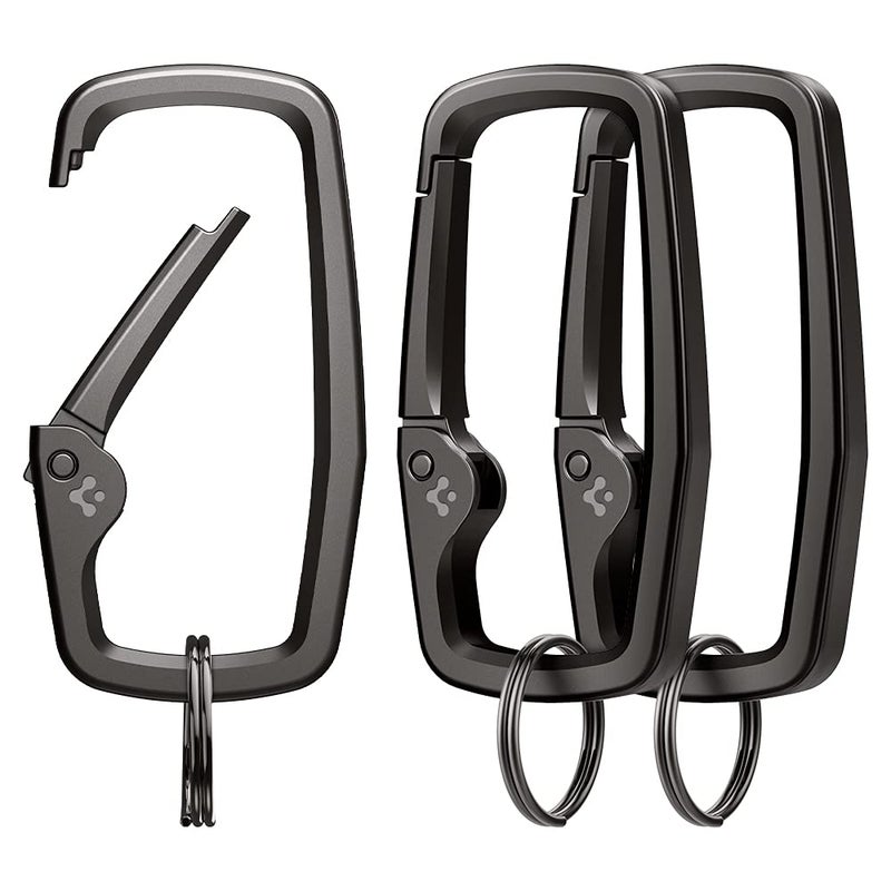 Spigen Life Rugged Type Carabiner Clips D Ring, Spring Snap Hook, Keyring Keychain Hook with Zinc Alloy Carabiners - 3 Pack - Image 1