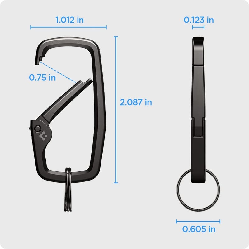 Spigen Life Rugged Type Carabiner Clips D Ring, Spring Snap Hook, Keyring Keychain Hook with Zinc Alloy Carabiners - 3 Pack - Image 2