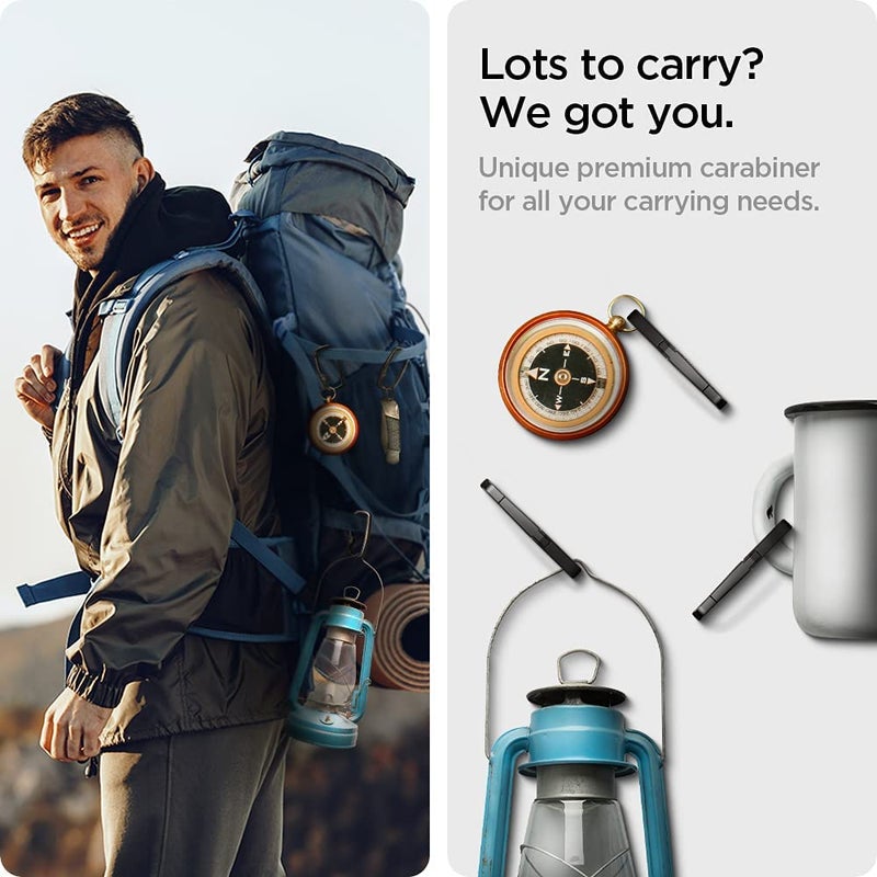 Spigen Life Rugged Type Carabiner Clips D Ring, Spring Snap Hook, Keyring Keychain Hook with Zinc Alloy Carabiners - 3 Pack - Image 3