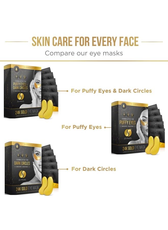 24K Gold Eye Mask – 100 Pairs Eye Gels - Puffy Eyes and Dark Circles Treatments – Look Less Tired and Reduce Wrinkles and Fine Lines Undereye, Revitalize and Refresh Your Skin (100 Pairs)