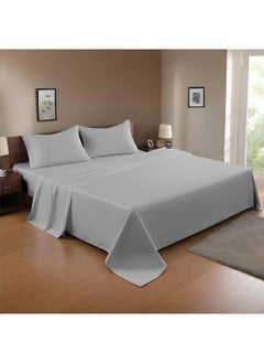 Rest 3-Piece Grey Plush 200X220 Flat Bedsheet Set Includes 1 Deep Pocket Flat Bedsheet And 2 Pillow Covers, Breathable And Machine Washable  - Image 1