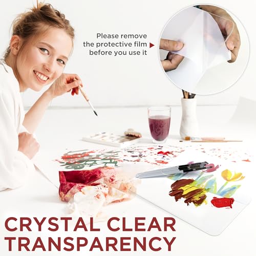 DUGATO Acrylic Rectangle-Shaped Palette 2pcs 11.8 x 7.9 inches Transparent - Crystal Clear Blend Paint Non-Stick Acrylic Watercolor Oil Paint Mixing Tray - Comfortable to Hold & Easy to Clean for DIY Artist - Image 3