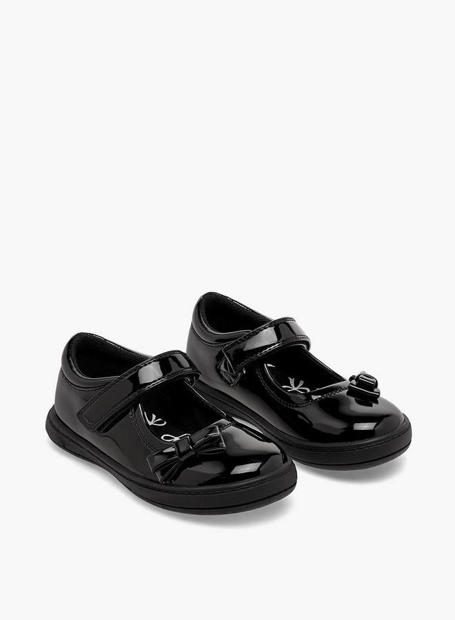 JUNIORS Girls Bow Accent Hook & Loop School Shoes - Image 1