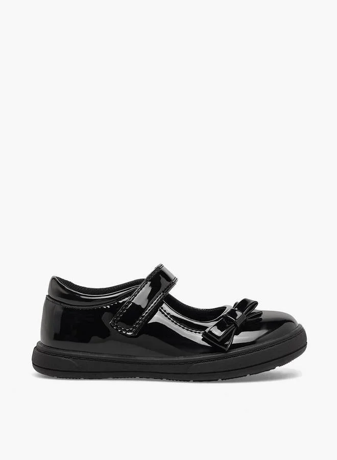 جونيورز Girls Bow Accent Hook & Loop School Shoes