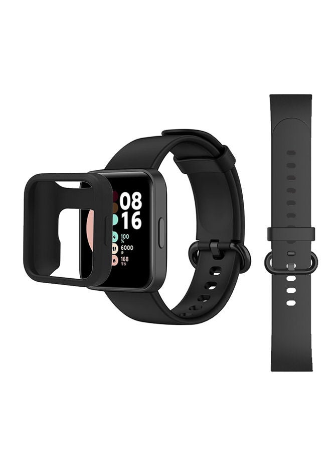 O Ozone Silicone Strap and Case for Xiaomi Redmi Watch 2 Lite Band Soft Silicone Breathable Replacement Strap Wristband Sport Band for Women Men - Black  - Image 1