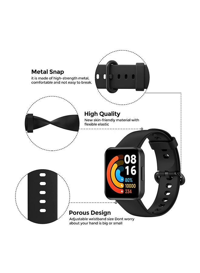 O Ozone Silicone Strap and Case for Xiaomi Redmi Watch 2 Lite Band Soft Silicone Breathable Replacement Strap Wristband Sport Band for Women Men - Black  - Image 3
