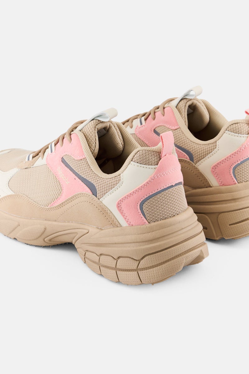 Algspar Women Lace Up Outdoor Shoes, Beige - Image 2
