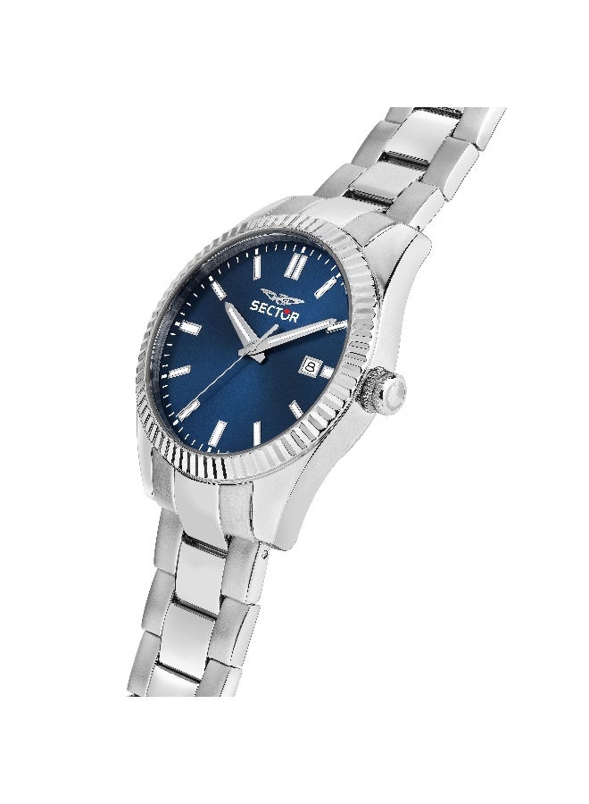 Sector Men's Blue Round Analog Dial with Silver Stainless Steel Band Watch - 41mm - R3253240049 - Image 2